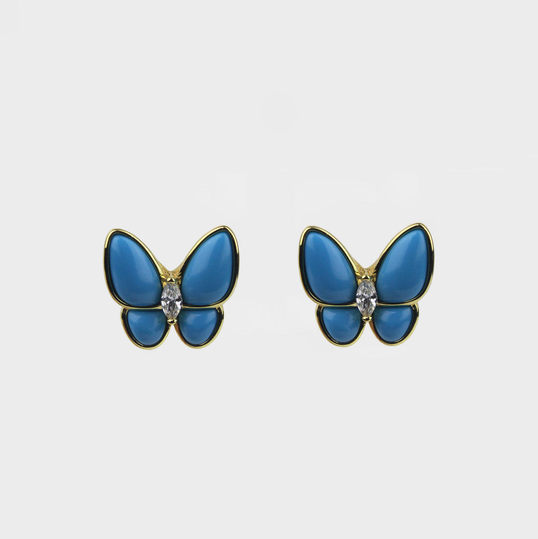 Aretes Tipo V C Mariposa Azul